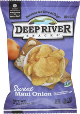 Sweet Maui Onion Potato Chips bag featuring kettle-cooked chips and Maui onion illustration.