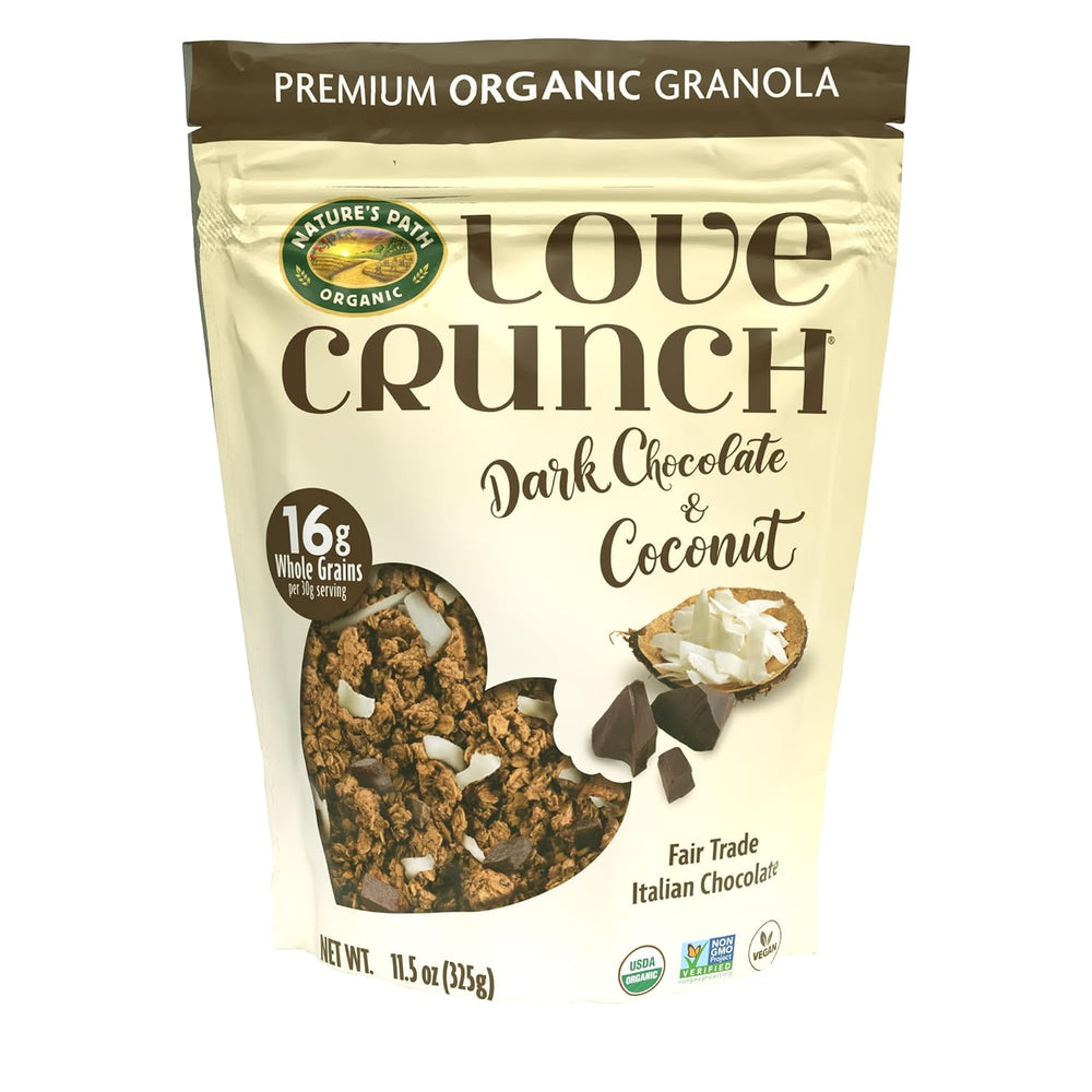 Love Crunch Organic Dark Chocolate Coconut Granola, 11.5 oz package, Non-GMO, Fair Trade by Nature's Path