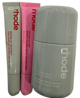 Rhode glazed lip care trio set featuring Glazing Milk and two Peptide Lip Treatments for hydrated lips.