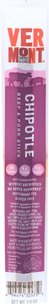 Beef chipotle smoked sticks package showcasing flavor and ingredients of the snack.