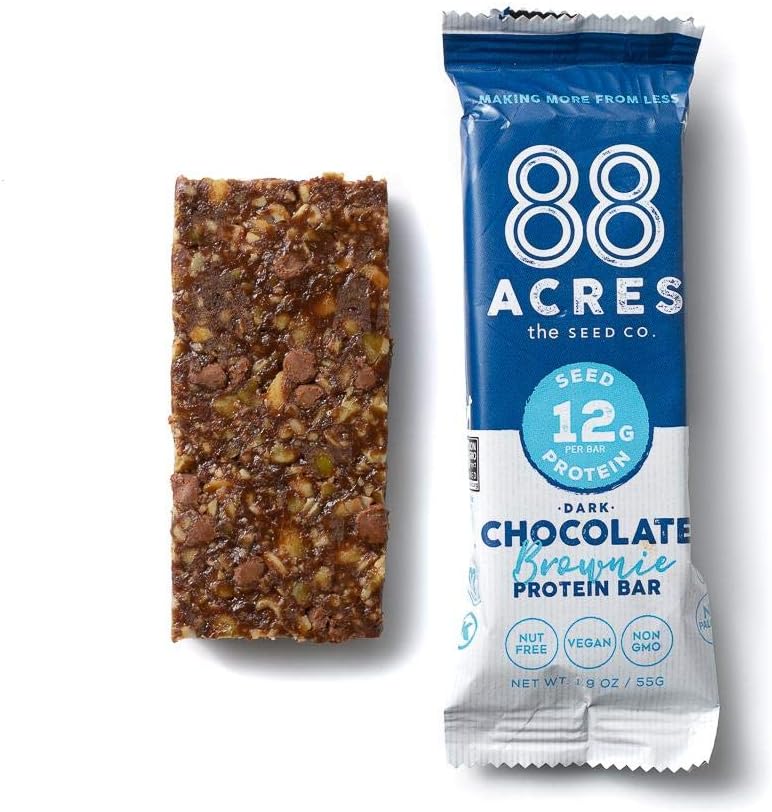88 Acres, Dark Chocolate Brownie High Protein Bar, 1.6 Ounce, 9 Pack