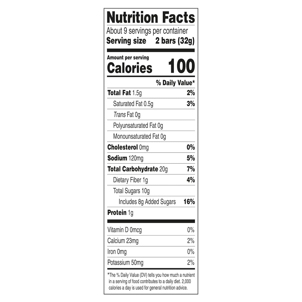 Nutrition facts label for low fat Fig Newmans cookies showing calories and nutrient composition per serving.