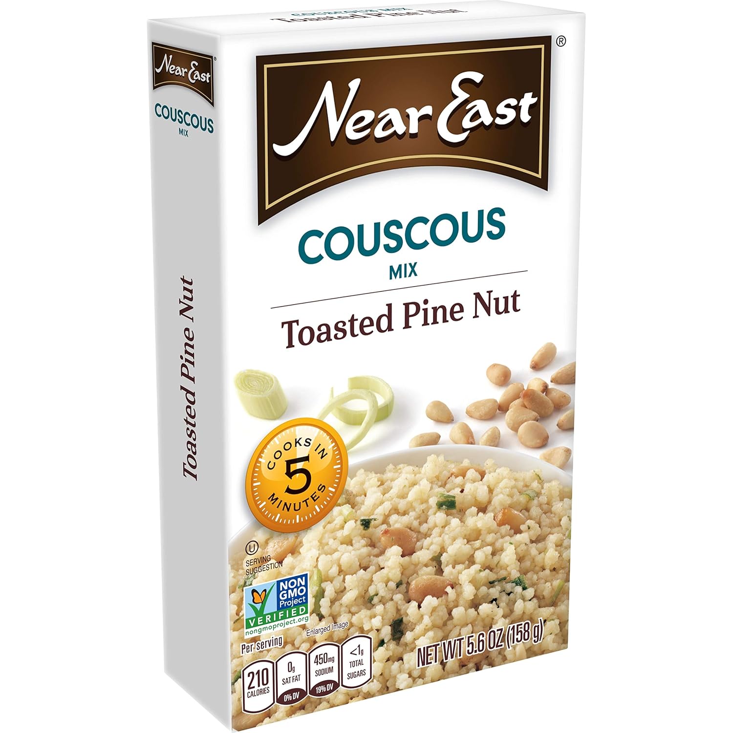 Mediterranean curry couscous by Near East, featuring toasted pine nuts, easy to prepare, healthy dish.