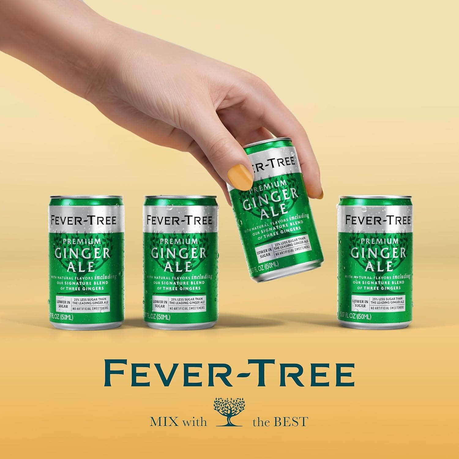 Fever-Tree Ginger Ale – Premium Mixer for Cocktails and Mocktails, 5.1 fl oz Cans, Pack of 8 – Naturally Sourced, Non-GMO