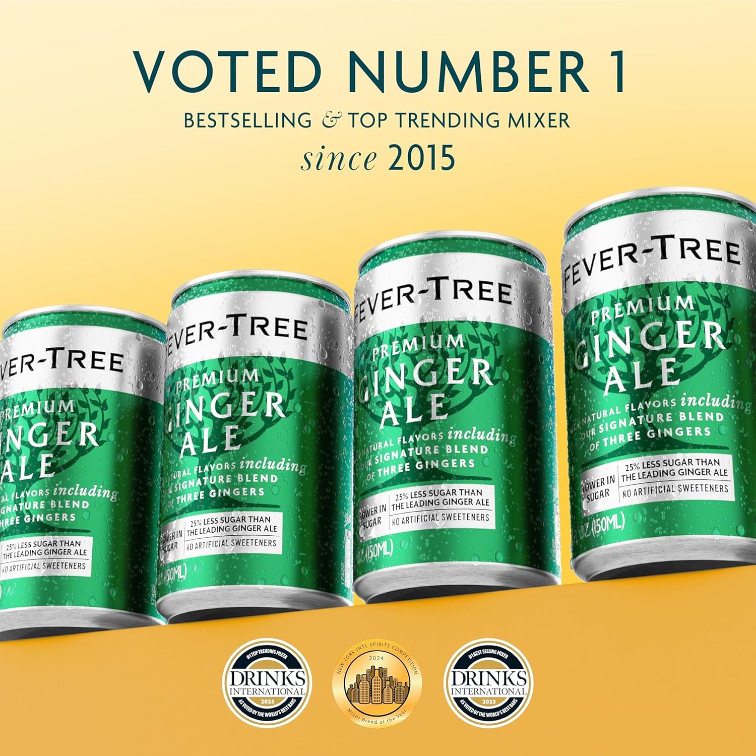 Fever-Tree Ginger Ale – Premium Mixer for Cocktails and Mocktails, 5.1 fl oz Cans, Pack of 8 – Naturally Sourced, Non-GMO
