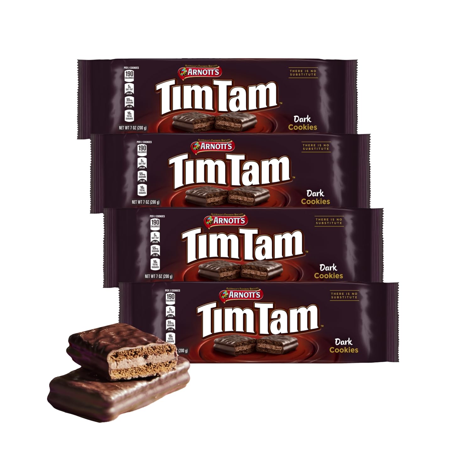 Arnott's Tim Tam Chocolatey Cookies, Dark Chocolate Flavour, 7 oz, Pack of 4, dark chocolate Tim Tam cookies