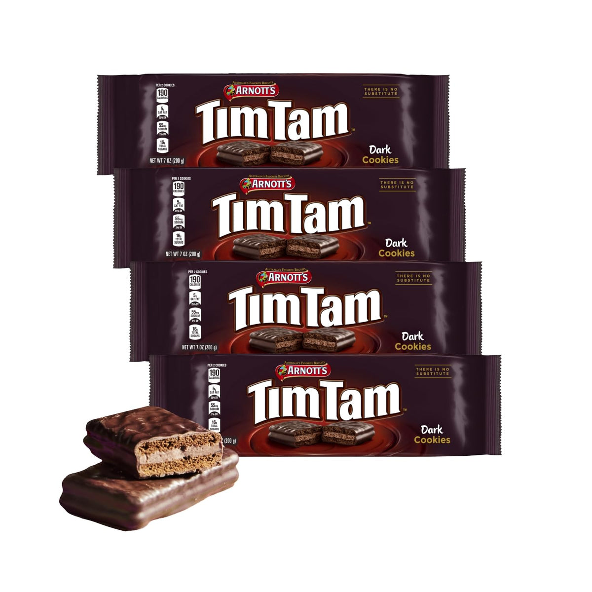 Arnott's Tim Tam Chocolatey Cookies, Dark Chocolate Flavour, 7 oz, Pack of 4, dark chocolate Tim Tam cookies