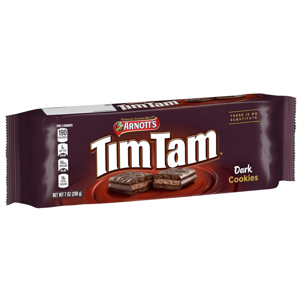 Arnott's Tim Tam Chocolatey Cookies 7 oz, dark chocolate Tim Tam cookies, perfect for satisfying sweet cravings.