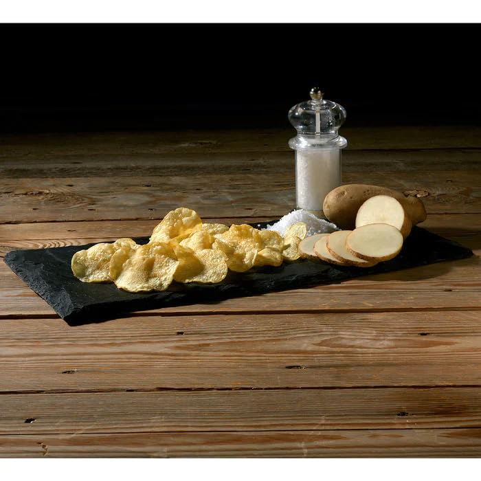 kettle cooked potato chips pack of 24 with fresh potatoes and salt on rustic wooden table