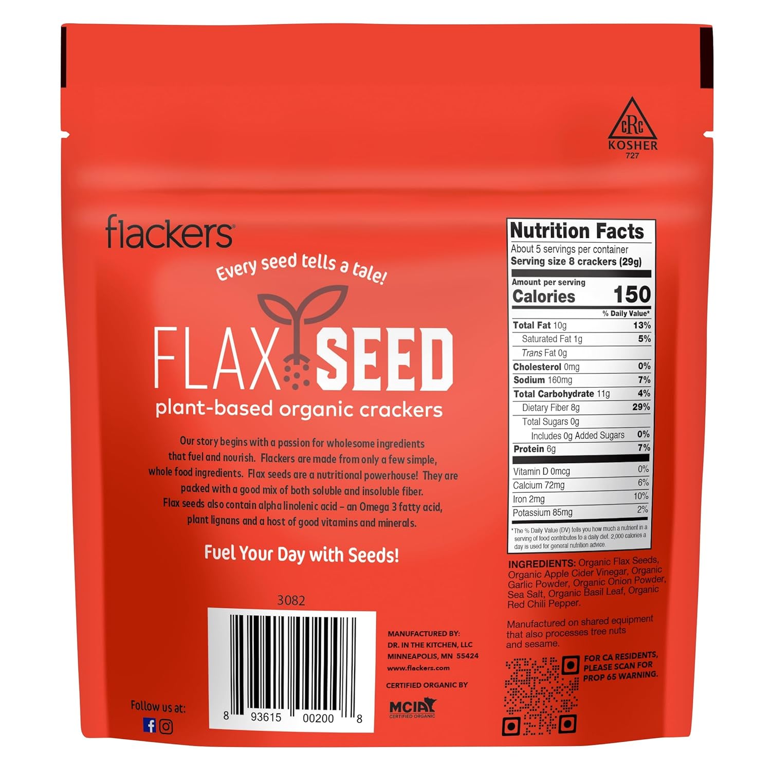 Flackers Organic Savory Flaxseed Crackers