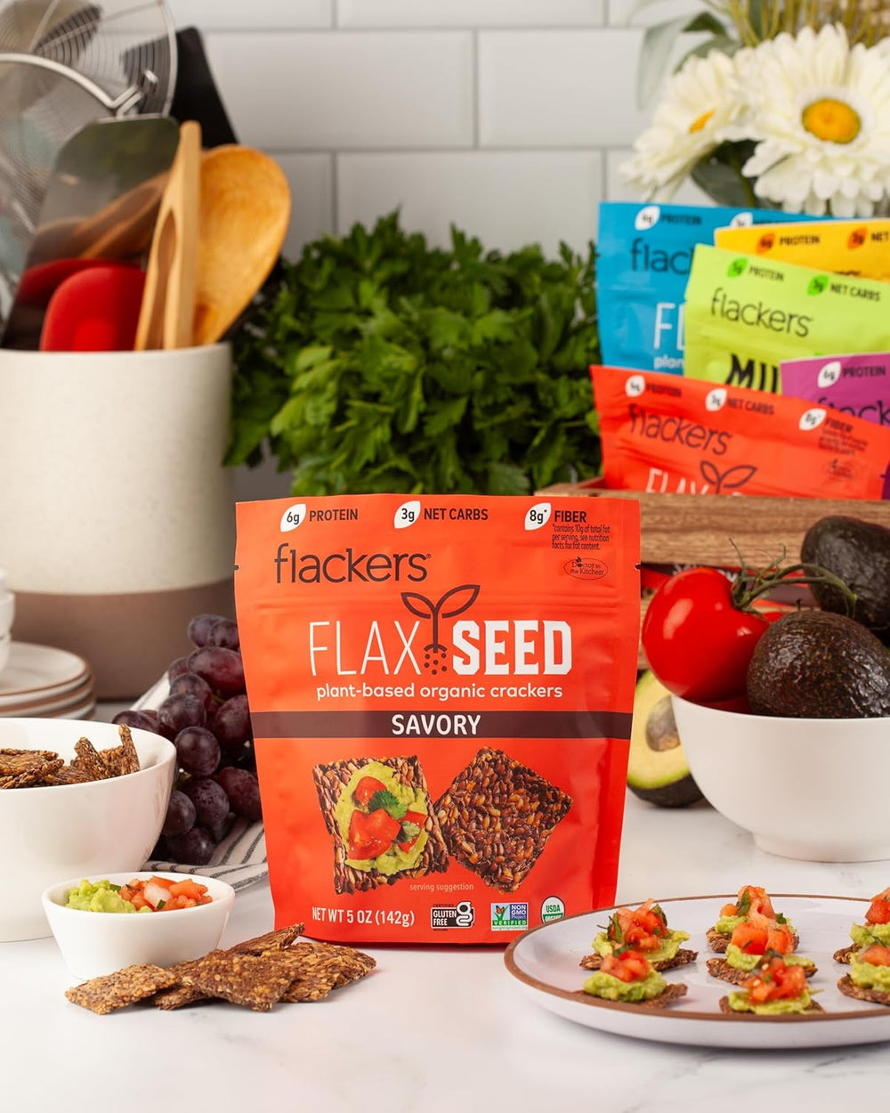 Flackers Organic Savory Flaxseed Crackers