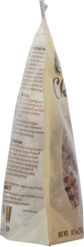packaging of Love Crunch Organic Dark Chocolate Coconut Granola 11.5 oz with snack details
