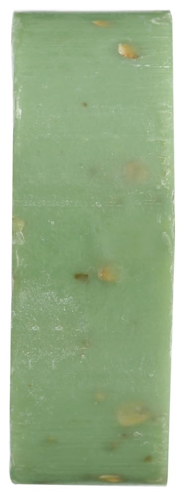 glycerine cream aloe oatmeal soap in green bar with visible oats and natural texture