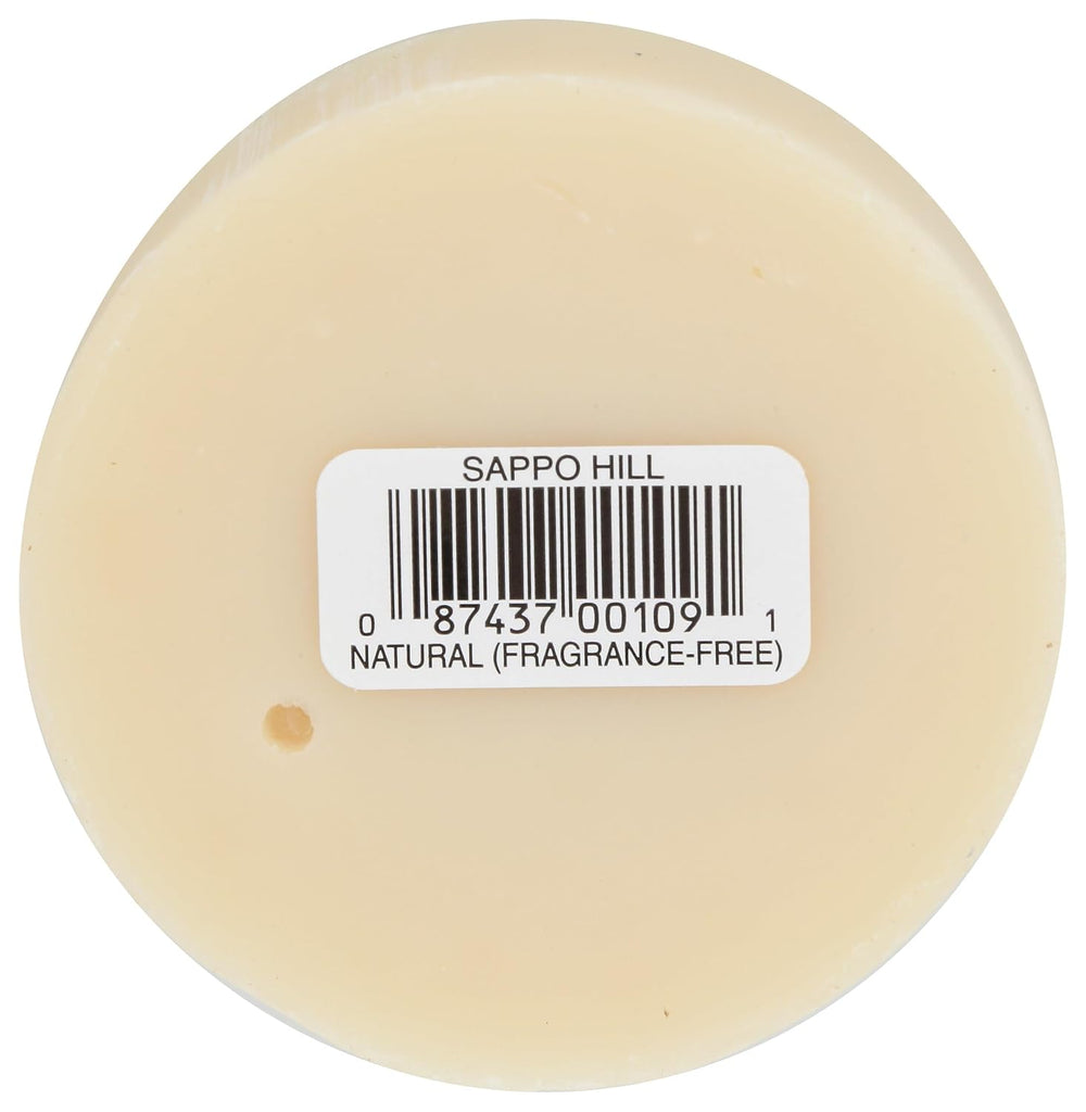 Sappo Hill natural glycerine soap pack of 12, 3.5-ounce bar, fragrance-free, with barcode label.