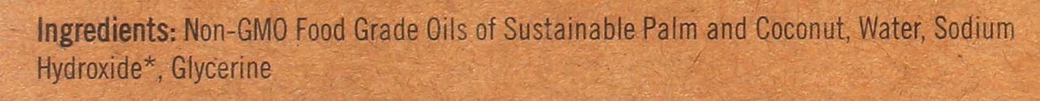 Ingredients for natural glycerine soap pack of 12: Non-GMO oils, water, sodium hydroxide, glycerine.
